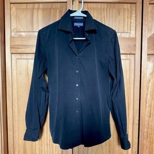 Faconnable Black Women's Button-Down Shirt with Pointed Collar